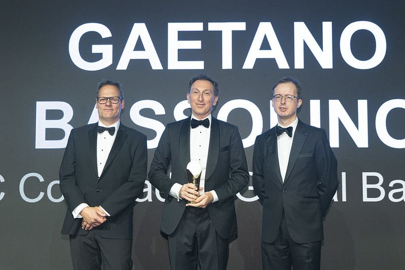 Gaetano Bassolino, co-head of Asia Pacific global banking at UBS, lifted the Bank of the Year trophy.